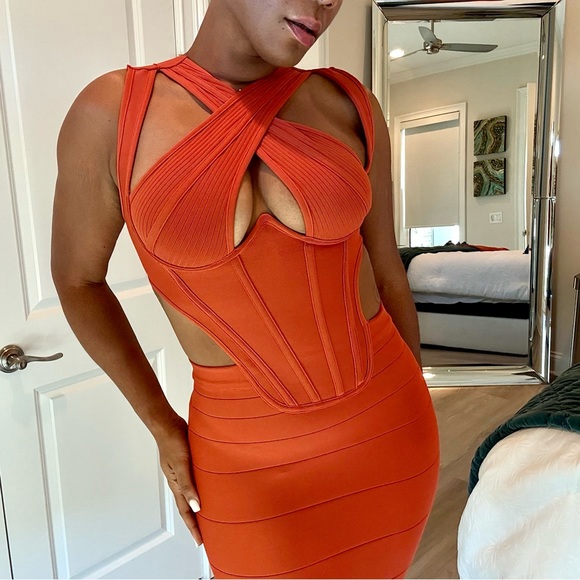 Fashion Nova Bold Orange Backless Dress - Picture 5 of 8
